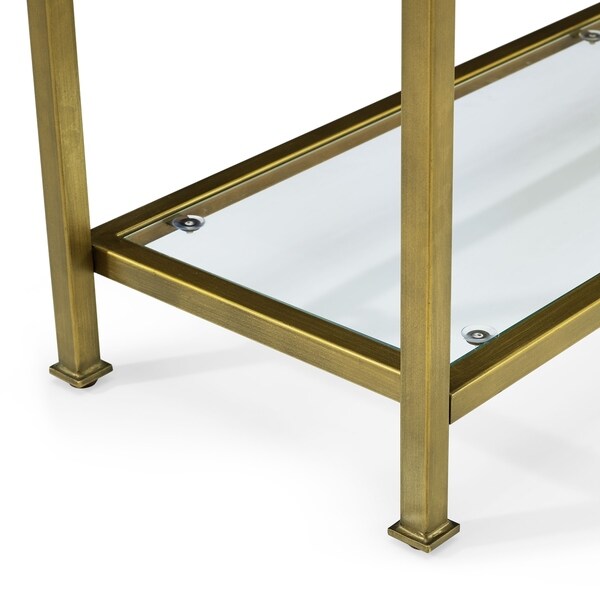 Aimee Glass/ Gold Finish Steel 3-tier Console Table