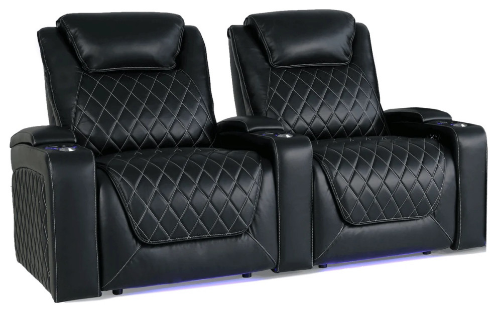 Valencia Oslo Top Grain Leather Home Theater Seating Power Headrest  ampLumbar   Theater Seating   by E VISION INTL INC.  Houzz