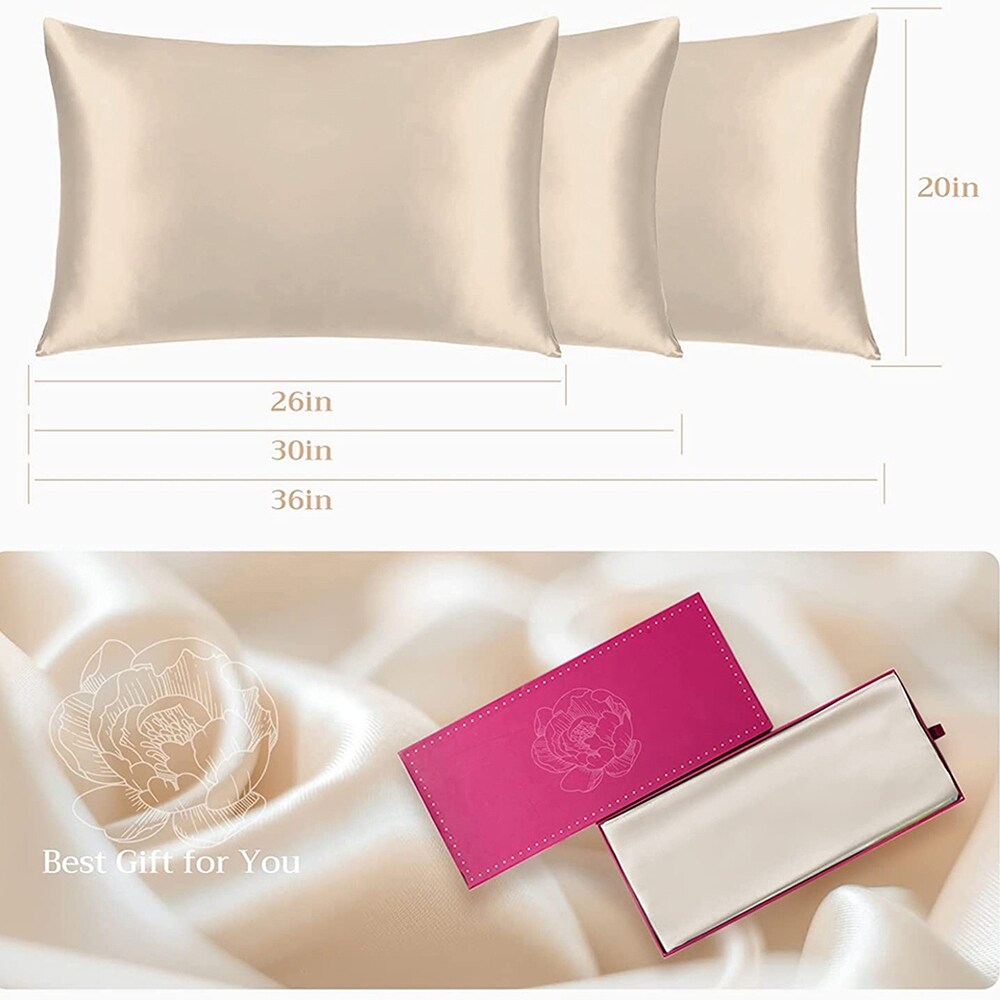 Double Sided Design Silk Pillowcase with Hidden Zipper Champagne Gold