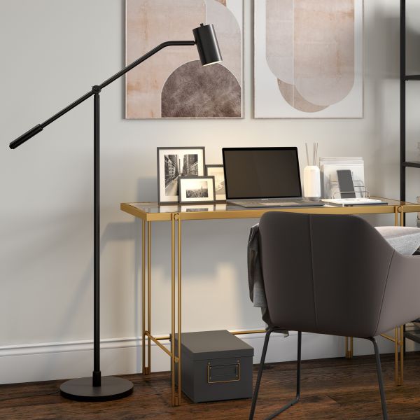 Willis Pharmacy Floor Lamp with Metal Shade in Blackened Bronze/Blackened Bronze