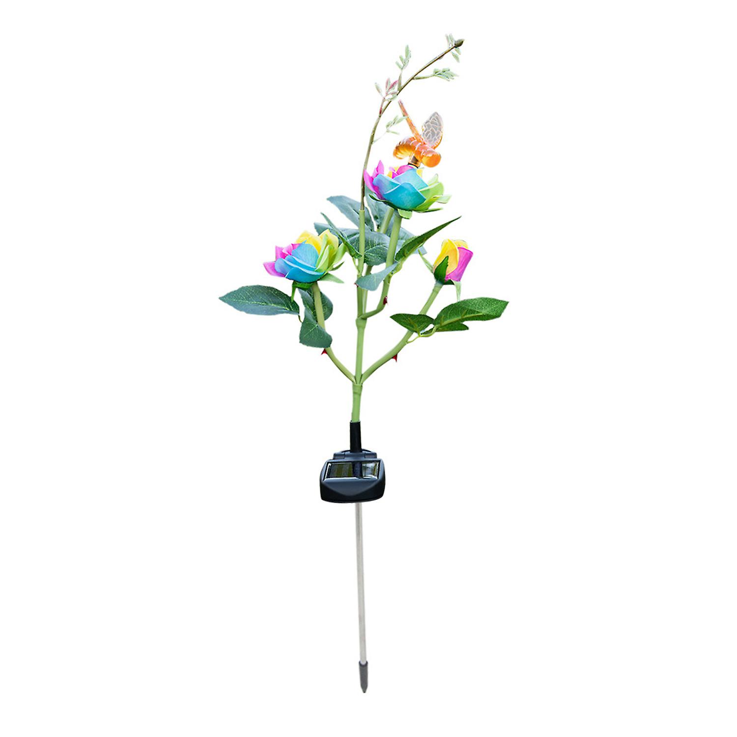 Led Solar Flower Lights Rose Bee Shaped Garden Stake Lights Pathway Walkway Lawn Patio Backyard Lighting Waterproof Solar Powered Leds Landscape Lamp