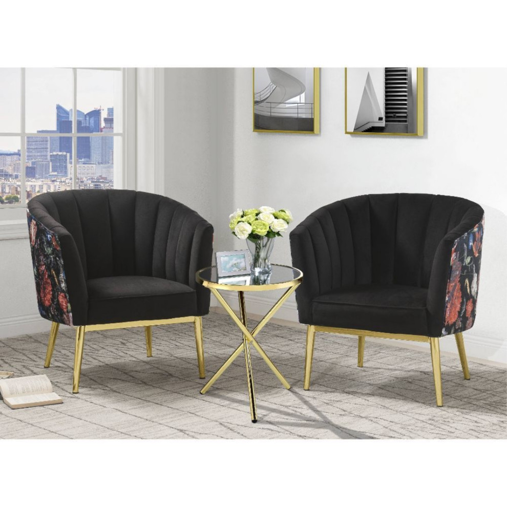 Accent Chair  Gray Velvet/Gold   Midcentury   Armchairs And Accent Chairs   by Acme Furniture  Houzz