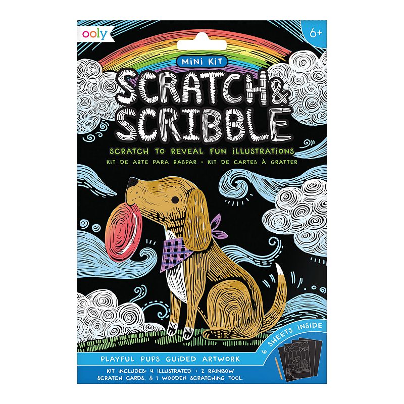 Ooly Playful Pups Mini Scratch and Scribble Art Kit