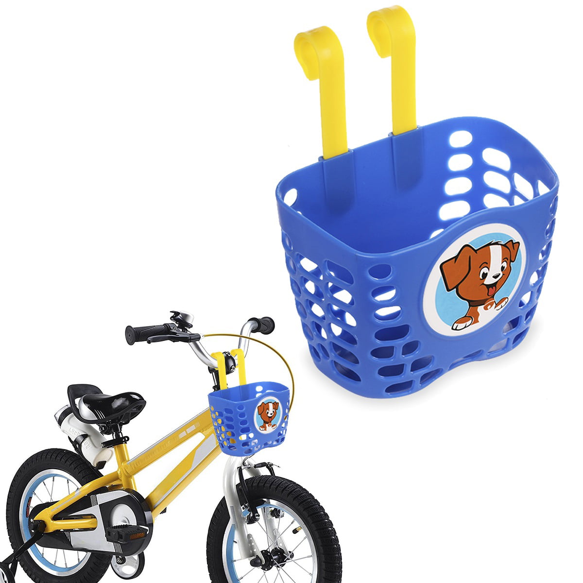 MyMiniFactory Kid's Bike Basket， Cute Puppy Pattern Bicycle Handlebar Basket for Boys， Blue Puppy