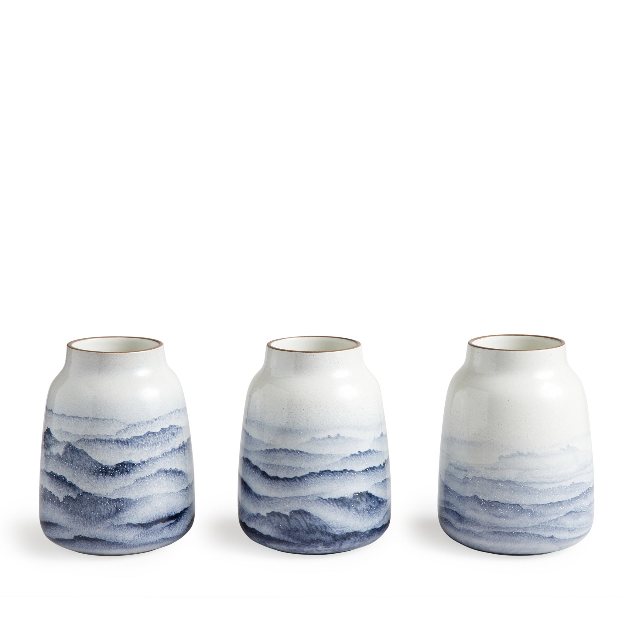 Wide Vase in Midnight and Opaque White Watercolor – Bold, Artistic Elegance