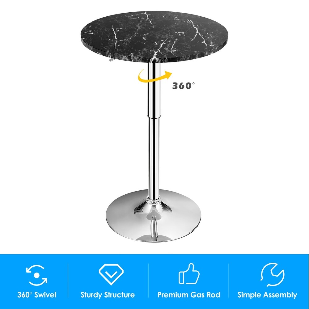 Costway Round Bistro Bar Table Height Adjustable 360 degree Swivel   See details