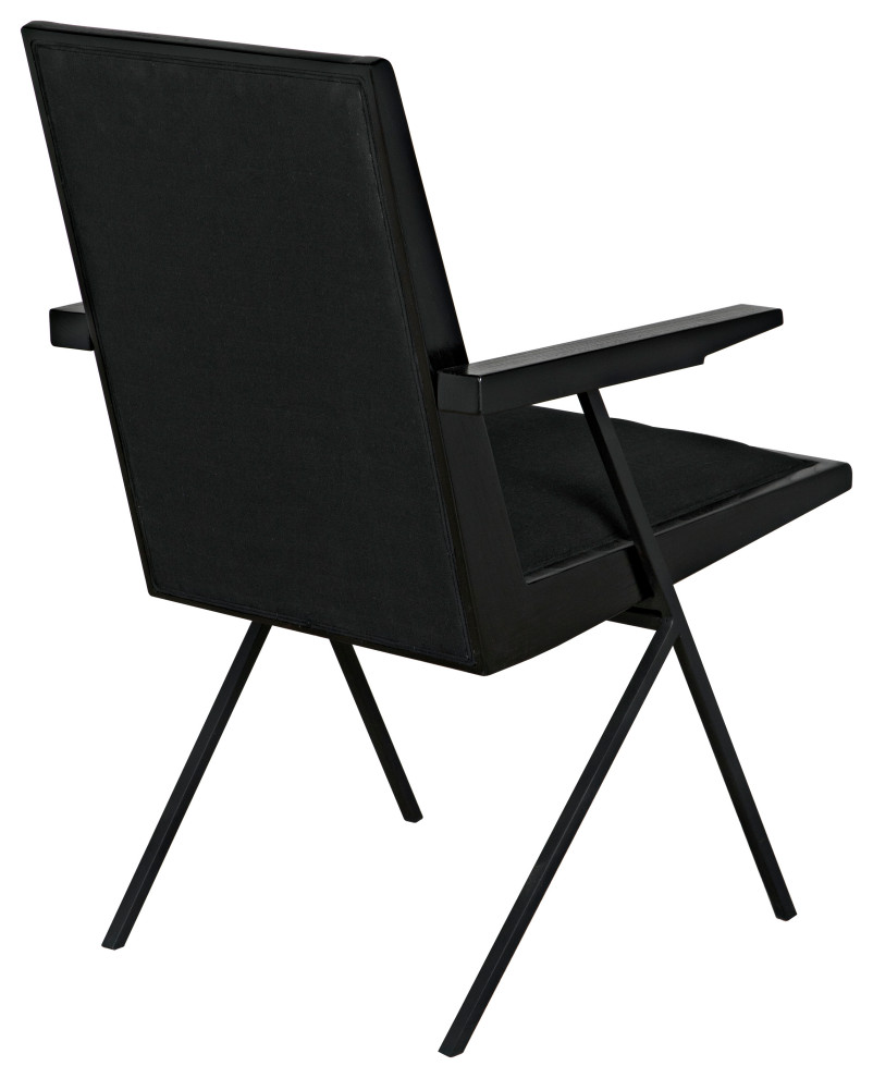 Henderson Dining Chair  Black Charcoal  Black Cotton Fabric  34 quotH   Midcentury   Dining Chairs   by Noir  Houzz