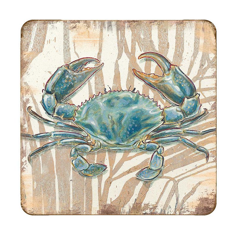 Crab Coastal Wooden Cork Coasters Gift Set of 4 by Nature Wonders