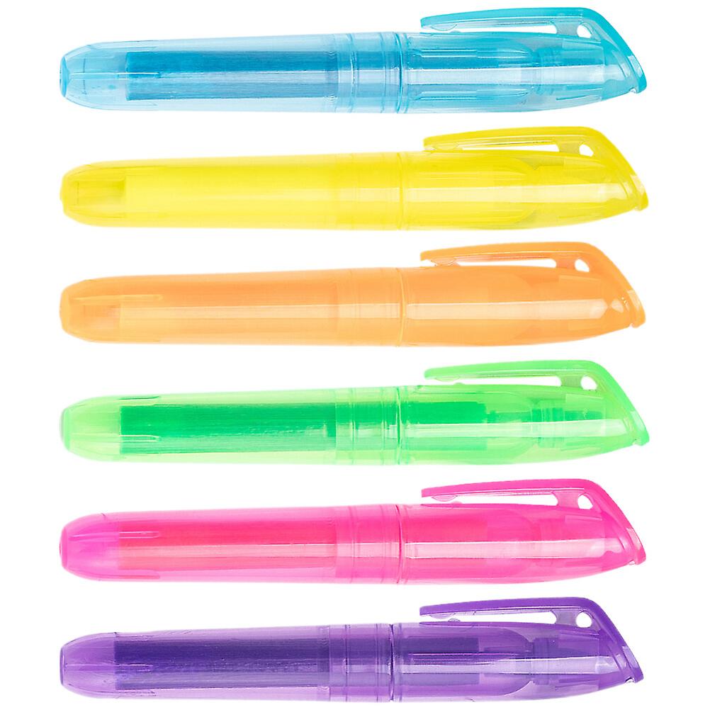 6pcs Compact Book Markers Study Highlighter Pens Student Art Markers Daily Supply