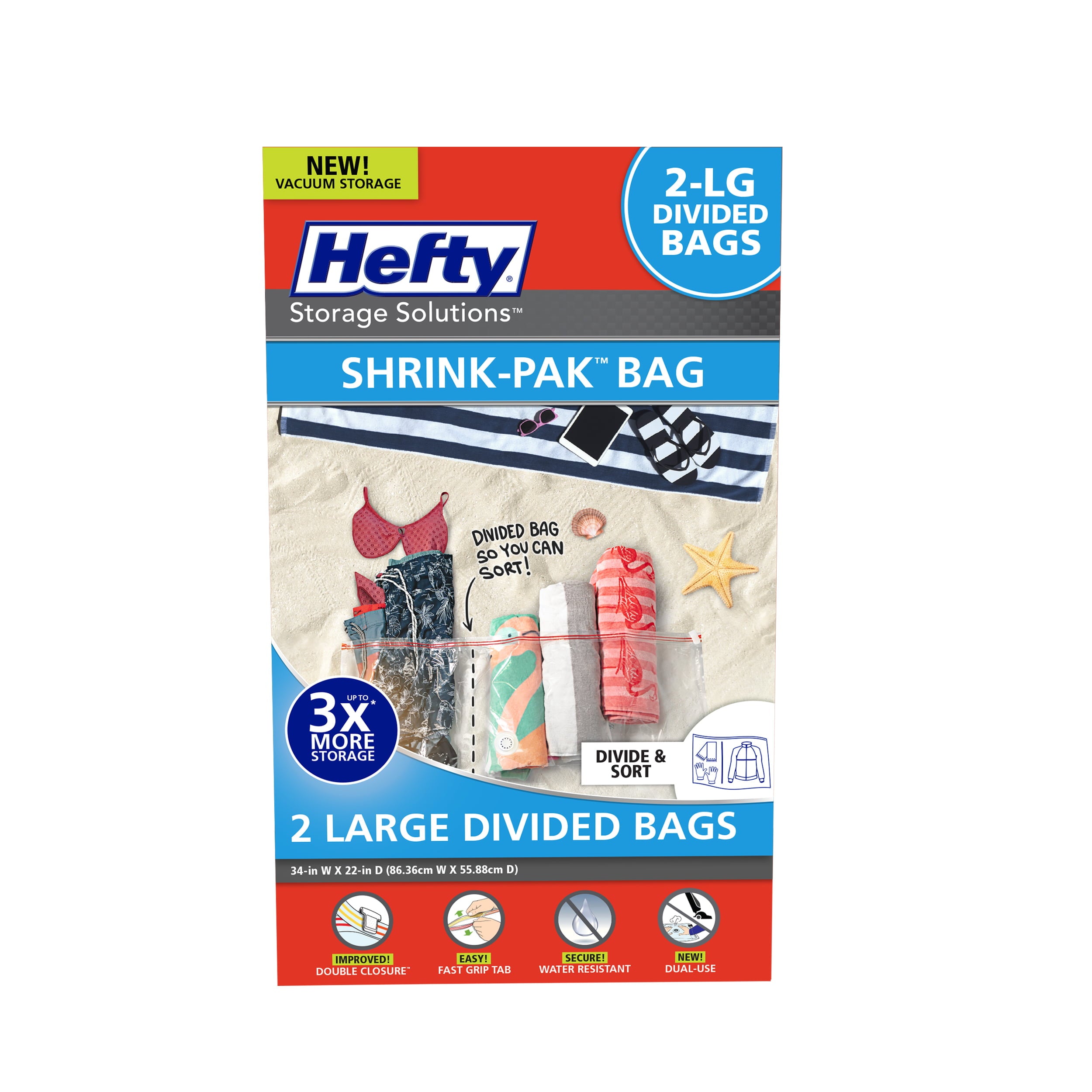 Hefty SHRINK-PAK 2 Large Divided Vacuum Bags