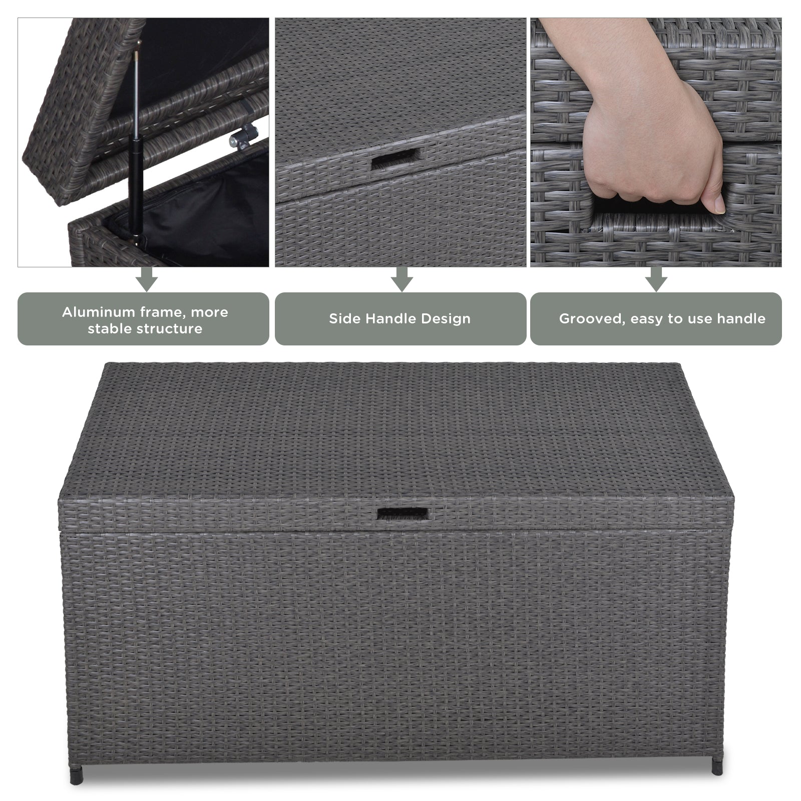 Cozyhom 140 Galllons Storage Box,Outdoor All Weather Bin Deck Box,Gray