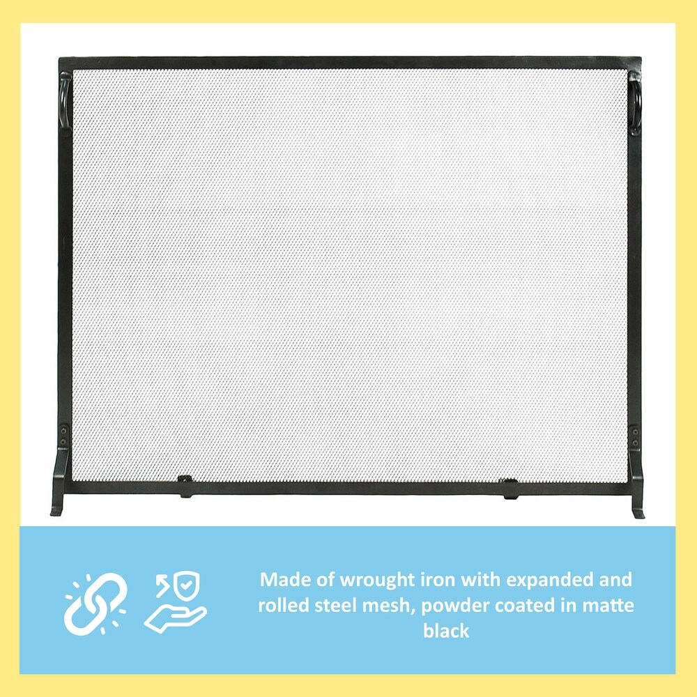 Minuteman international Plain By Design Flat Fireplace Screen  50 Inch Long  Matte Black