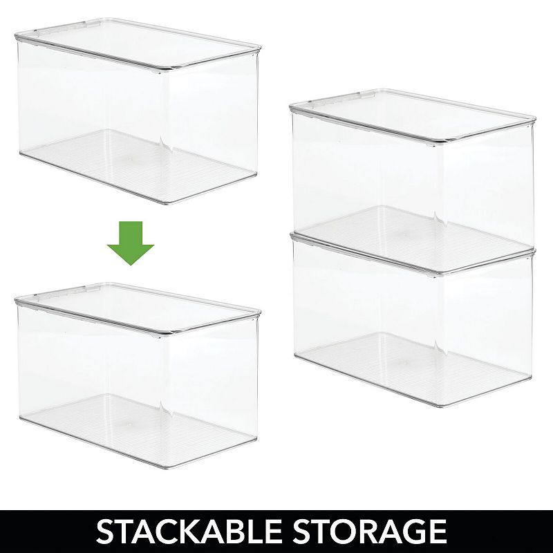 mDesign Plastic Stackable Toy Storage Container Box， Hinge Lid， 2 Pack