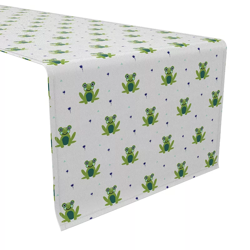 Table Runner， 100% Cotton， 16x108， Frogs in the Pond