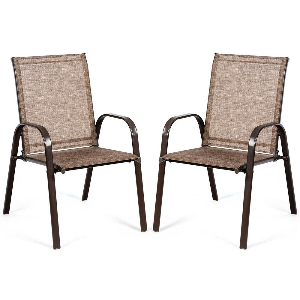 2 PCS Patio Chairs Outdoor Dining Chair with Armrest   28.5\