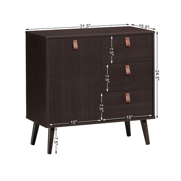 3-drawer Sideboard Storage Display Cabinet-Brown - 31.5