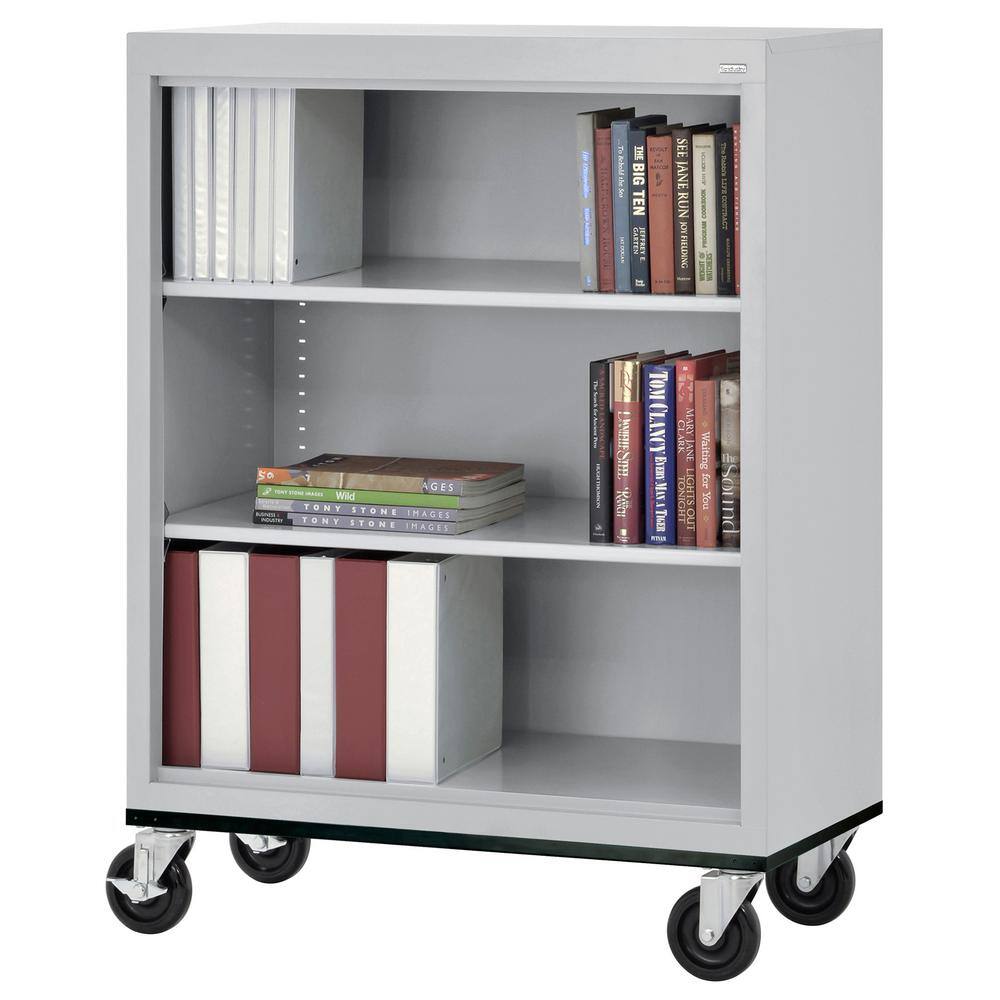 Sandusky Metal 3-Shelf Cart Bookcase with Adjustable Shelves in Dove Gray (42 in.) BM20361842-05