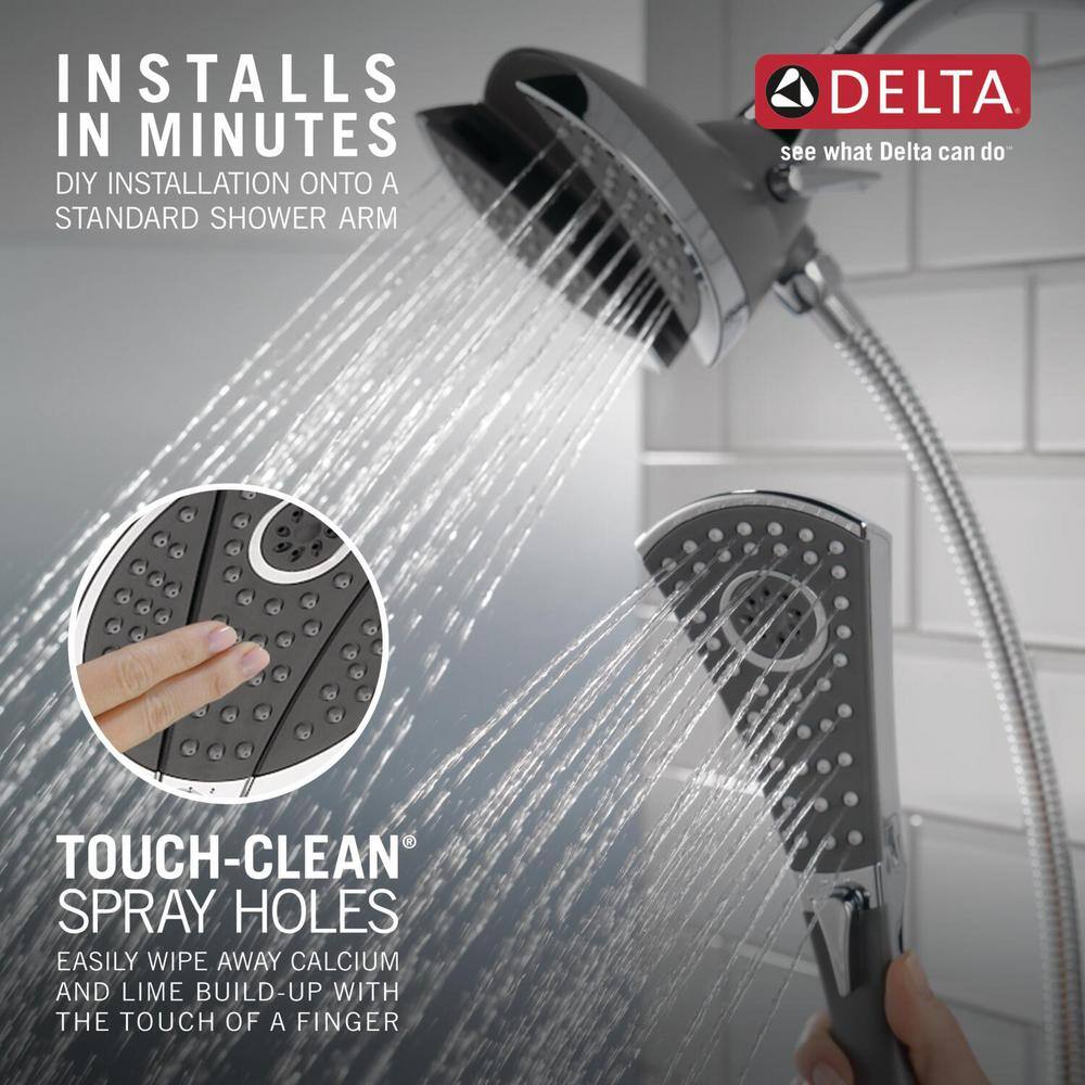 Delta In2ition 4-Spray Patterns 2.50 GPM 5 in. Wall Mount Dual Shower Heads in Chrome 58467