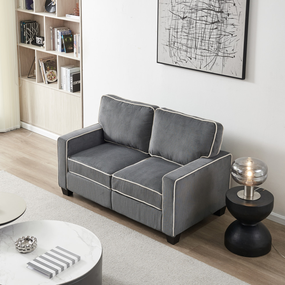 Stylish Corduroy Upholstered Sofa With Storage Sturdy   Contemporary   Sofas   by TATEUS LLC  Houzz