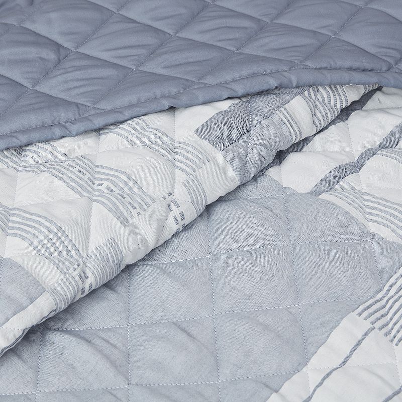 Madison Park Arden 3-Piece Jacquard Patchwork Quilt Set with Shams