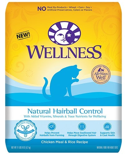 Wellness Natural Hairball Control Chicken Meal and Rice Recipe Dry Cat