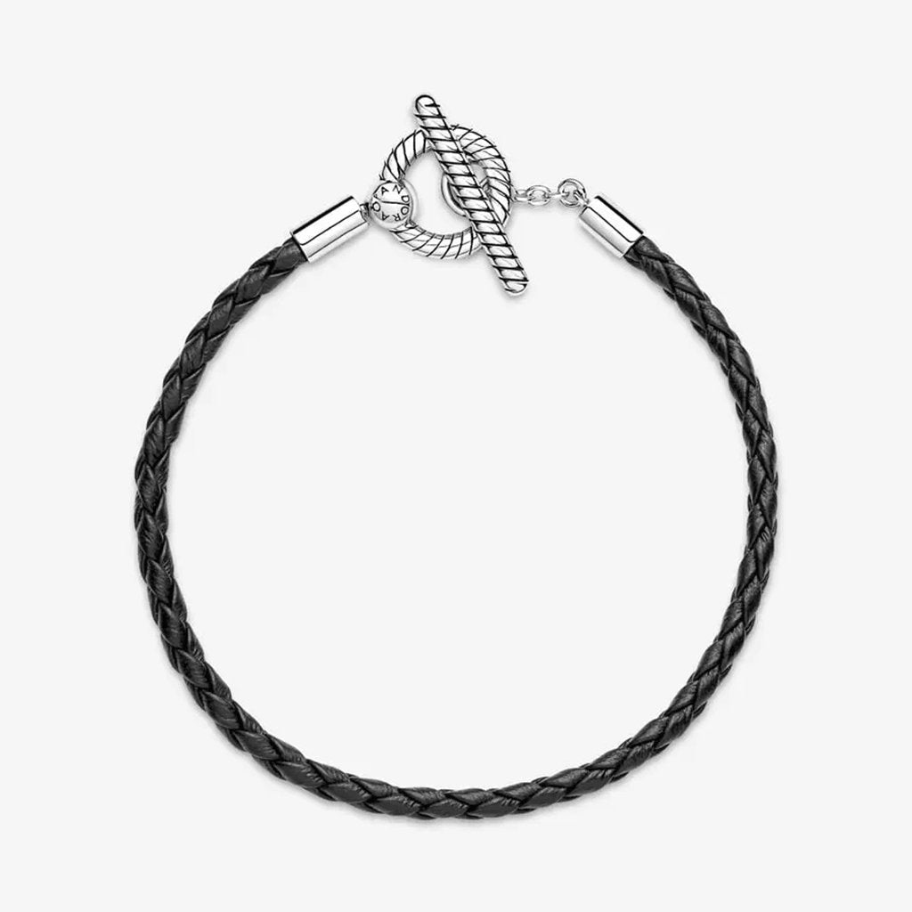 PANDORA  Pandora Moments Braided Leather T-bar Bracelet