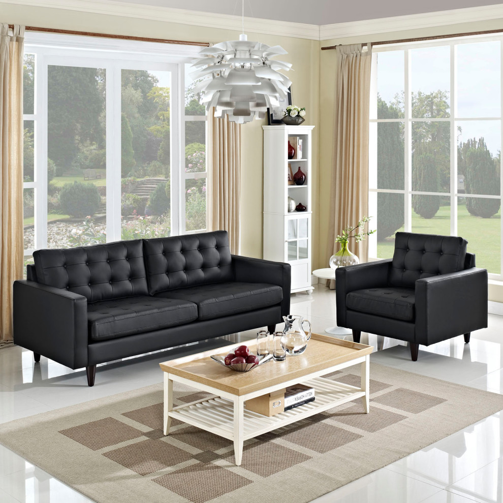 Black Empress Sofa and Armchair Set of 2   Midcentury   Living Room Furniture Sets   by GwG Outlet  Houzz