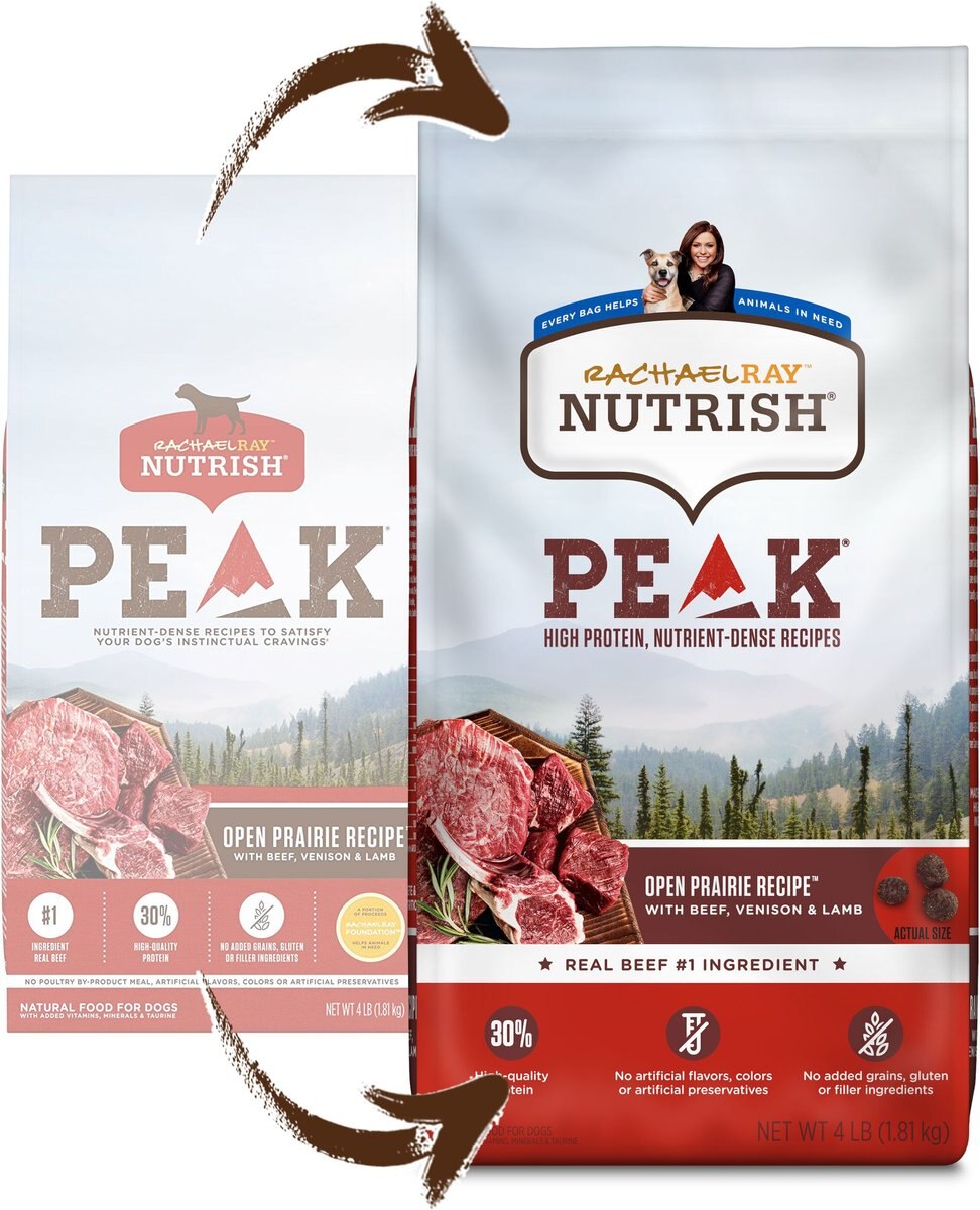 Rachael Ray Nutrish PEAK Open Prairie Recipe with Beef， Venison and Lamb Natural Grain-Free Dry Dog Food