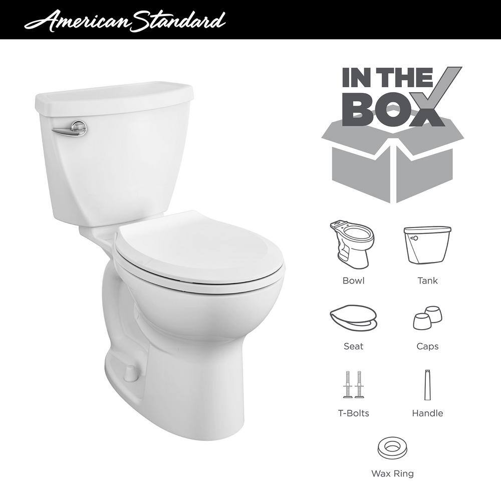 American Standard Cadet Tall Height 10 in. Rough-In 2-Piece 1.28 GPF Single Flush Round Toilet with Slow Close Seat in White 3376128ST.020