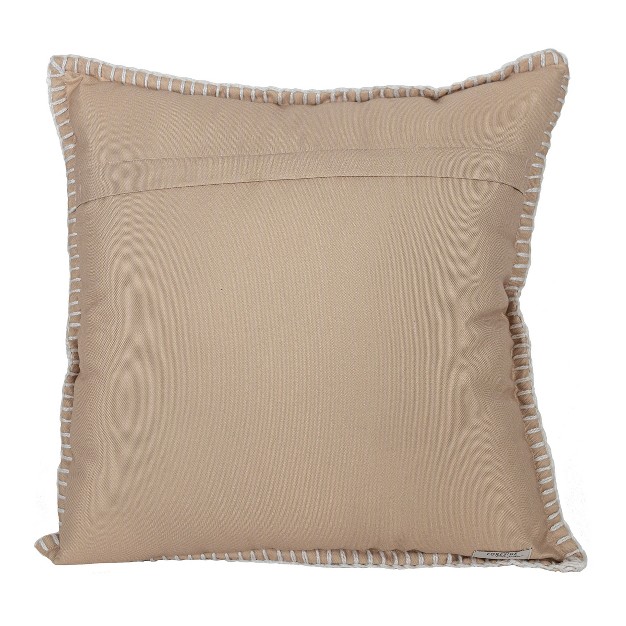 18x18 Inch Hand Woven Floral Outdoor Pillow Tan Polyester With Polyester Fill By Foreside Home amp Garden