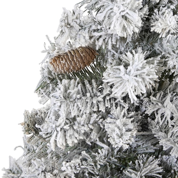 5' Flocked White River Mountain Pine Christmas Tree with Pinecones