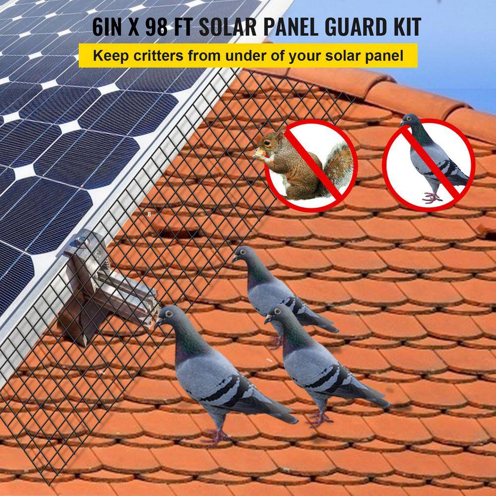 VEVOR Garden Fence Solar Panel Bird Wire 8 in. x 98 ft. Critter Guard Roll Kit with 100-Piece Fasteners 50-Piece Tie Wires TYNDCBBHW8100D1X2V0