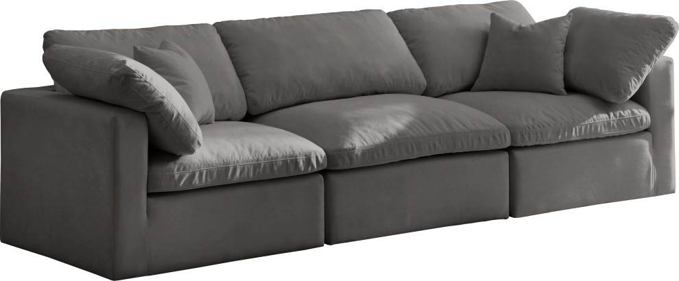 Plush Velvet / Down Standard Comfort Modular Sofa   Transitional   Sofas   by Meridian Furniture  Houzz