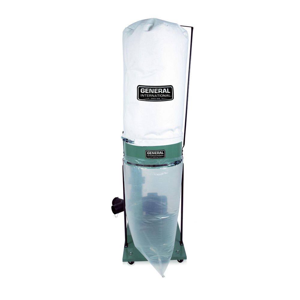 General International 1.5 HP 14-Amp Commercial Dust Collector with 2 Micron Bag (120V 1Phase) 10-105 M1