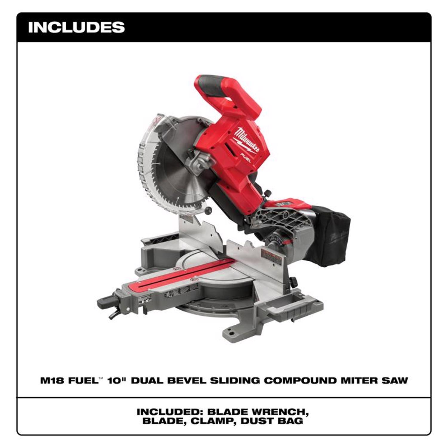 MW M18 FUEL 18 V 10 in. Cordless Brushless Dual-Bevel Sliding Compound Miter Saw Tool Only