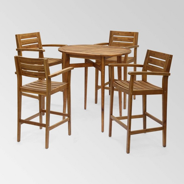 Stamford 5pc Acacia Wood Rustic Bar Set Teak Finish Christopher Knight Home