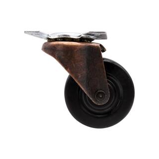 Everbilt 2 in. Black Soft Rubber and Copper Swivel Plate Caster with 80 lb. Load Rating (2-Pack) 49346