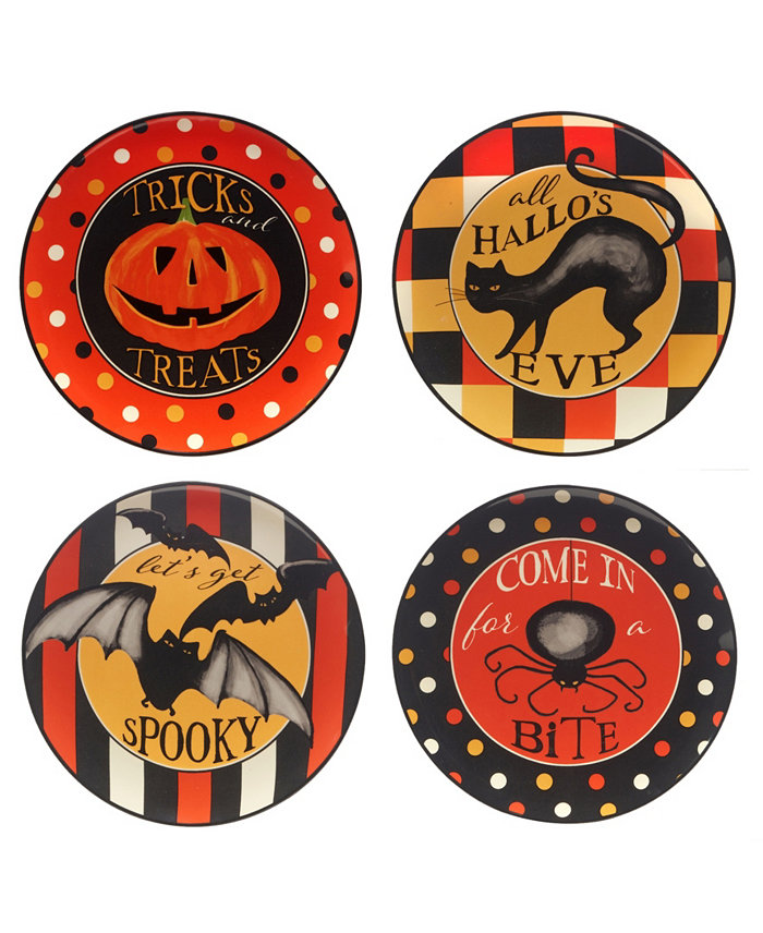 Certified International Spooky Halloween Set of 4 Dessert Plates Service for 4