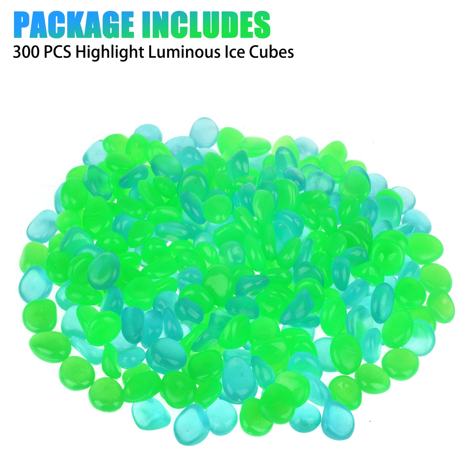 300pcs Glow in The Dark Garden Pebbles Stones, EEEkit Glowing Rocks Indoor Outdoor Decor for Fish Tank Aquarium Walkway Yard Lawns Driveway Decorative Luminous Pebbles Powered by Light or Solar