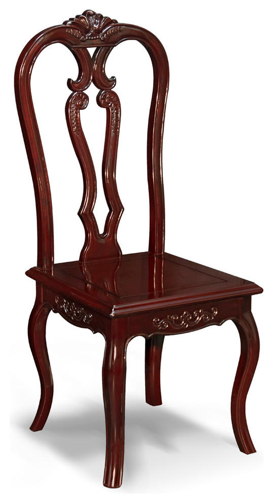 Dark Cherry Rosewood Swan Oriental Side Chair   Asian   Dining Chairs   by China Furniture and Arts  Houzz