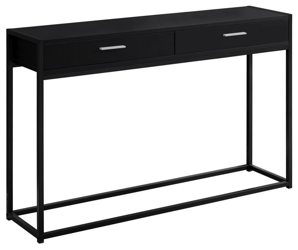 Accent Table   48 quotL / Black / Black Metal Hall Console   Industrial   Console Tables   by Homesquare  Houzz