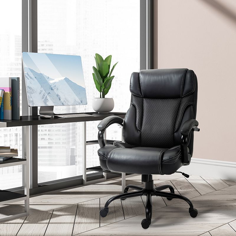 Vinsetto 484LBS Big and Tall Ergonomic Executive Office Chair with Wide Seat High Back Adjustable Computer Task Chair Swivel PU Leather Brown