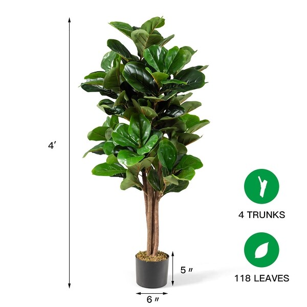 Costway 4ft Artificial Fiddle Leaf Fig Tree Indoor Outdoor Office