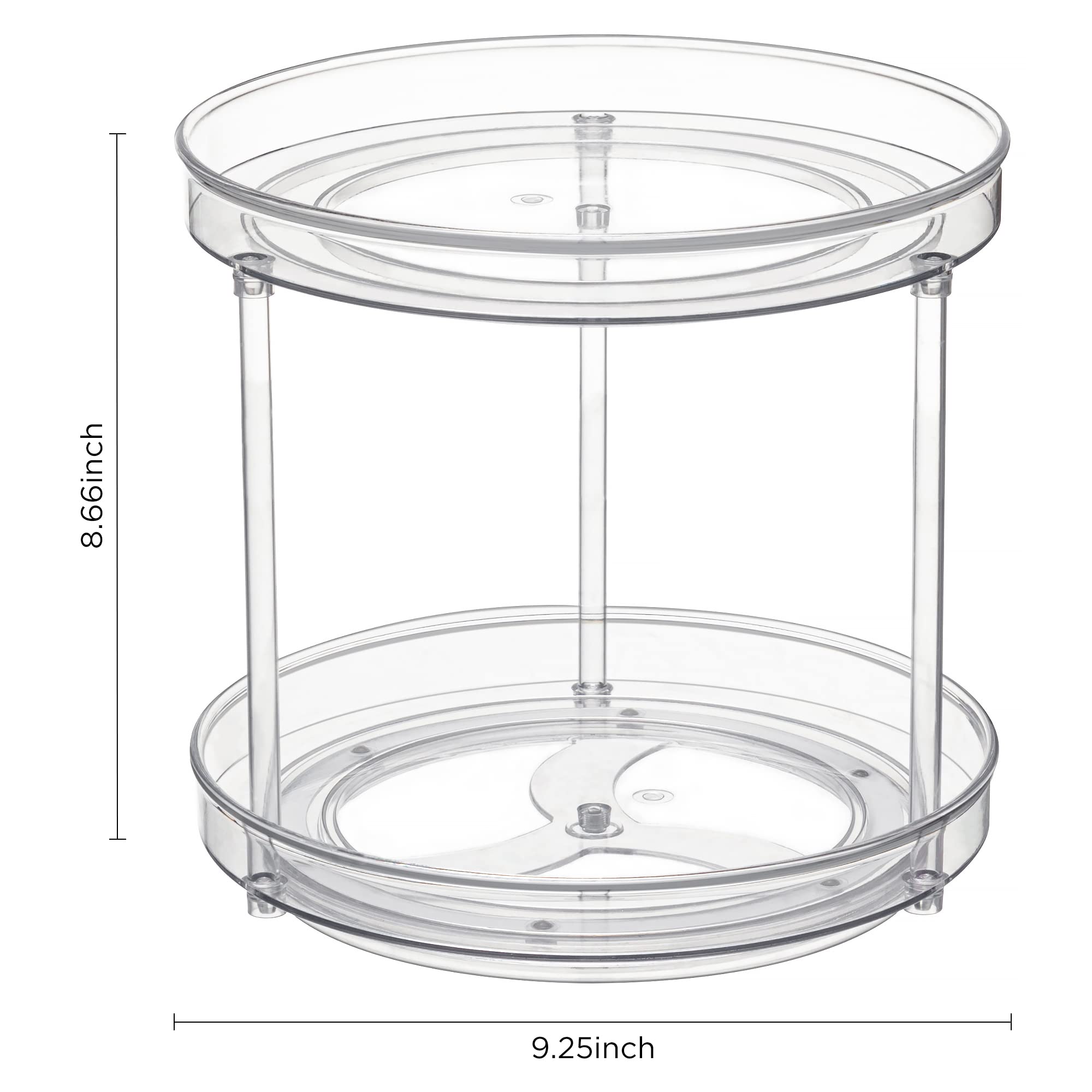 HBlife Lazy Susan Organizer， 9.25 Inches 2 Tier Clear Turntable Organizer for Cabinet， Kitchen， Pantry， Countertop， Bathroom