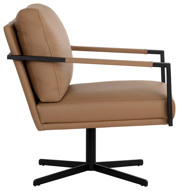 Carney Swivel Lounge Chair Leather   Modern   Indoor Chaise Lounge Chairs   by Virgil Stanis Design  Houzz