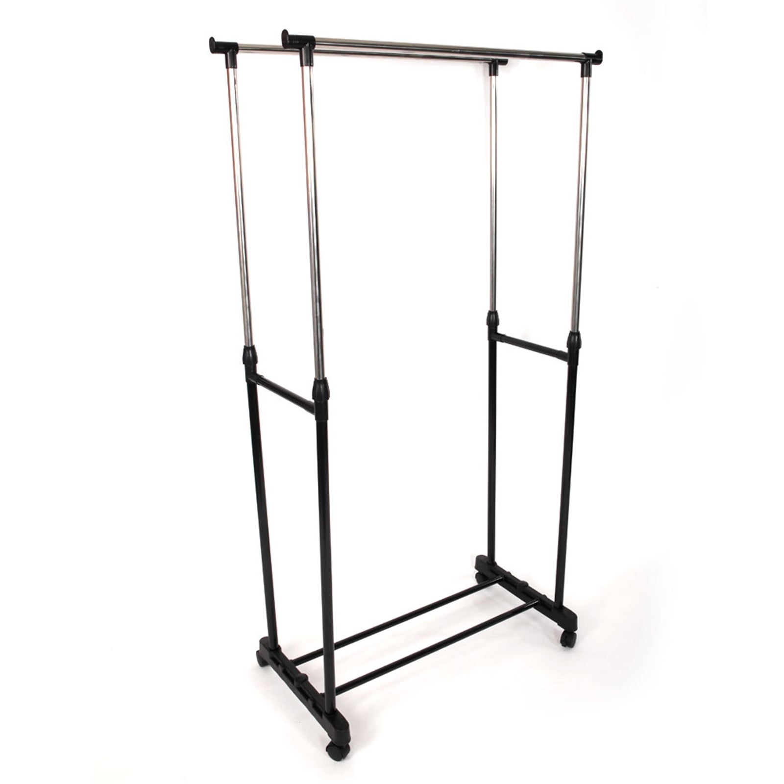 Dual-bar Clothes Drying Rack Stretching Stand Clothes Rack with Shoe Shelf