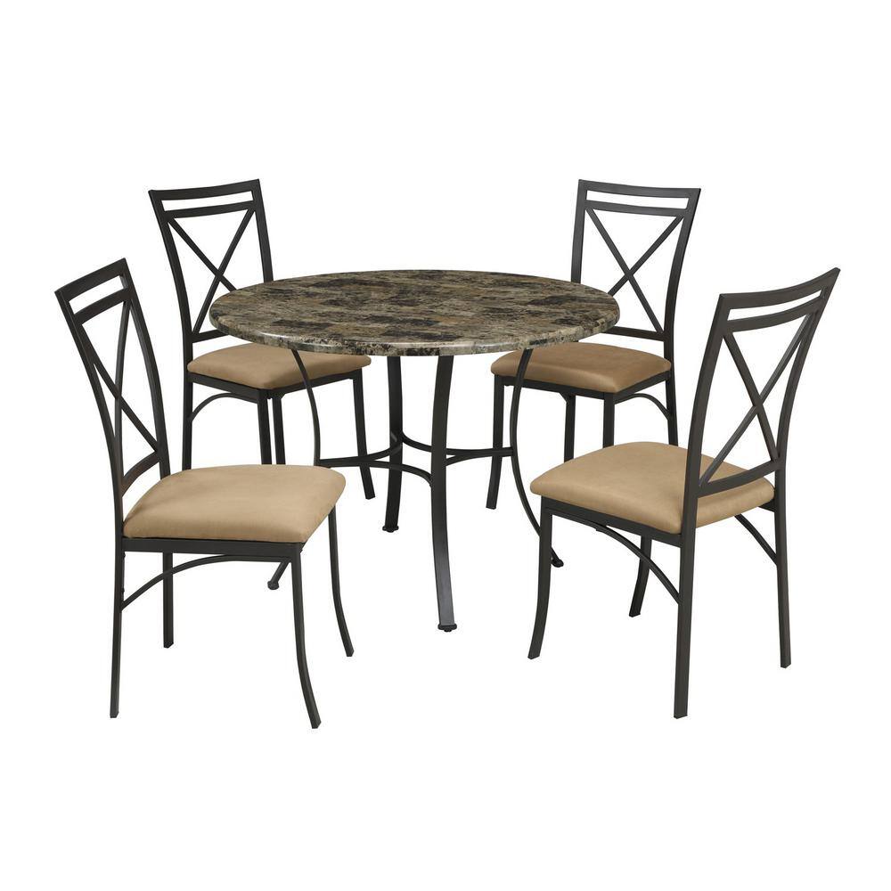 Dorel Living Black Coffee Faux Marble Top Dining Room Set (5-Piece) FA3669