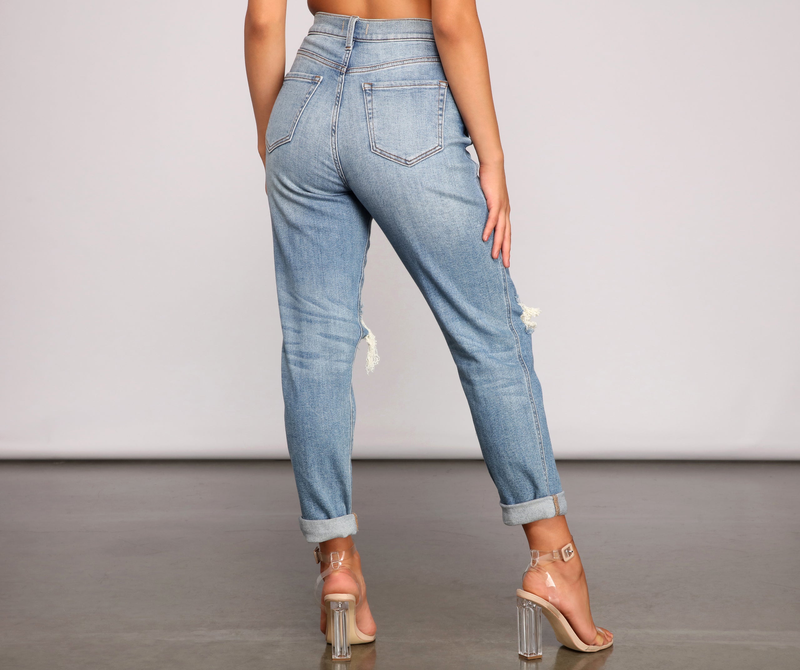 Rocky High Rise Destructed Boyfriend Jeans