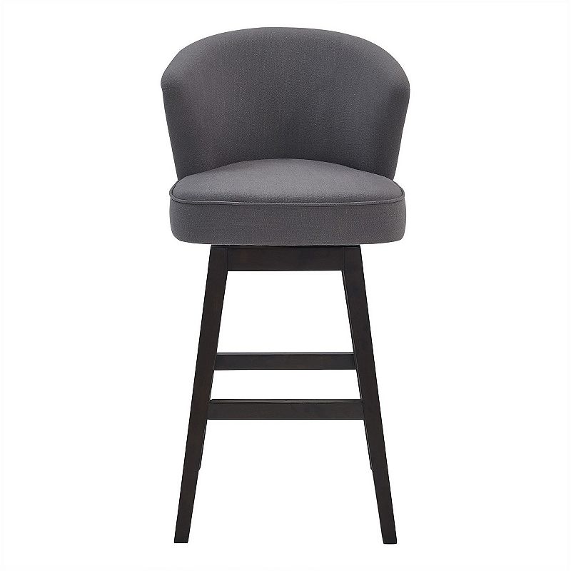 30 Inches Padded Swivel Barstool with Curved Backrest， Gray