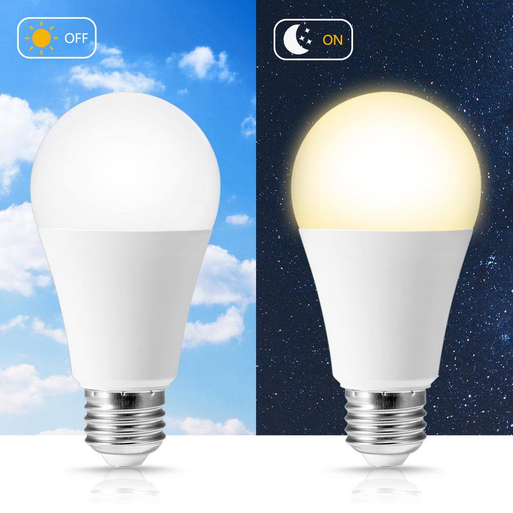 YANSUN 100-Watt Equivalent Dusk to Dawn LED Outdoor Lighting A19 12-Watt E26 Base Light Bulbs in Warm White 3000K (2-Pack) H-XP06702W12E26-2